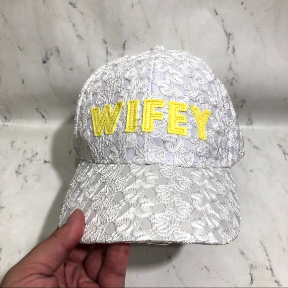 Accessories - “Wifey” white lace baseball cap